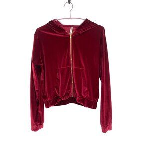 Fabletics Womens RED MEDIUM FRONT ZIP Velour Velvet Plush